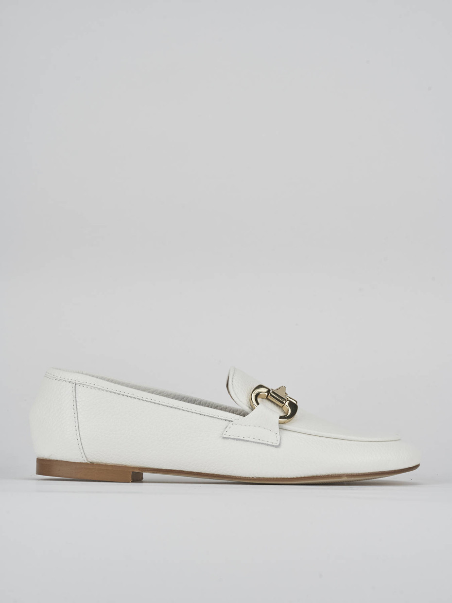 Mocasines tacón 1 cm blanco cuero