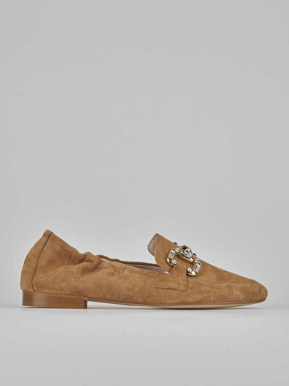 Mocasines tacón 1 cm marrón ante