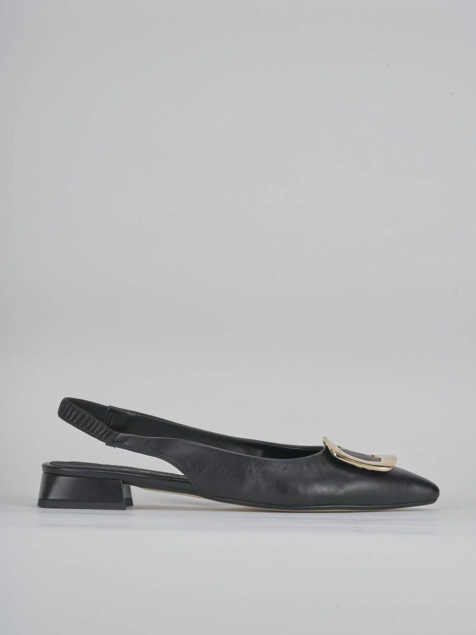 Bailarinas tacón 1 cm negro cuero