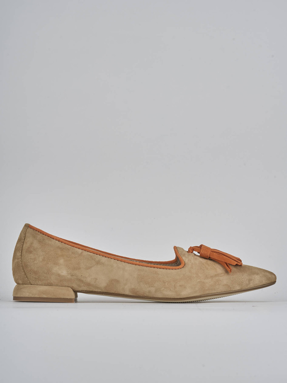 Flat shoes heel 1 cm brown suede