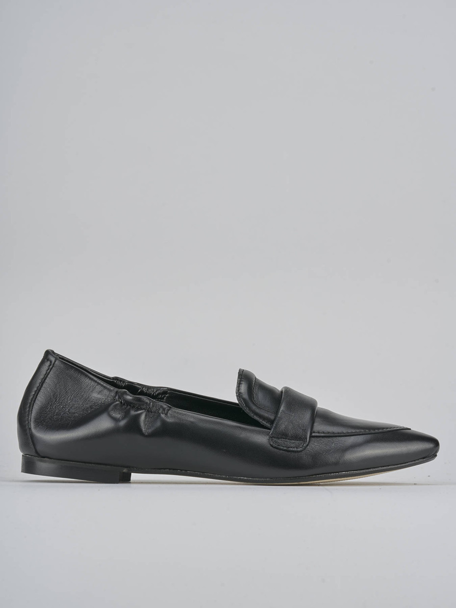 Mocasines tacón 1 cm negro cuero