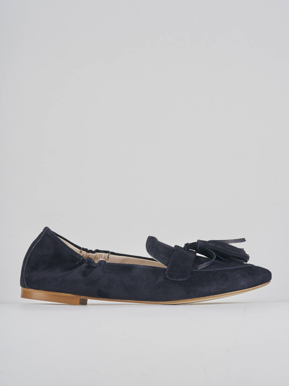 Mocasines tacón 1 cm azul ante
