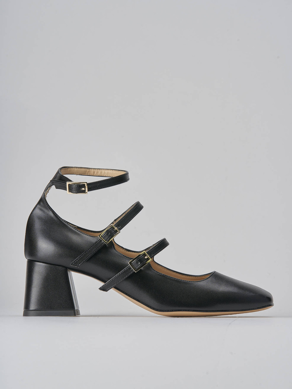 Zapatos de salón tacón 6 cm negro cuero