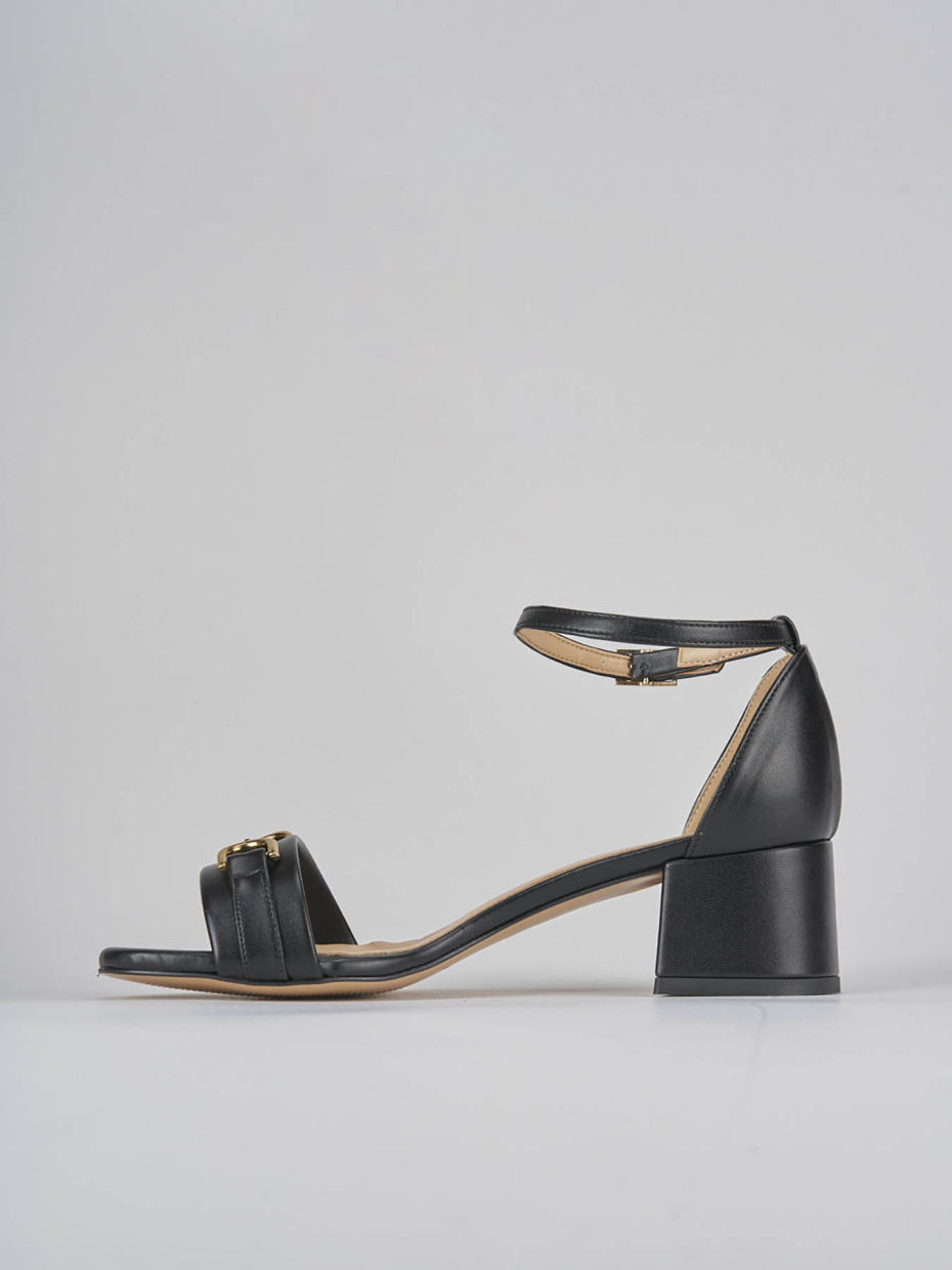 Sandalias de tacón alto tacón 5 cm negro cuero