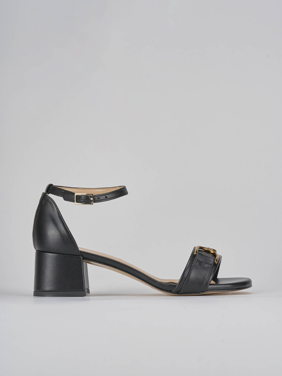 Sandalias de tacón alto tacón 5 cm negro cuero