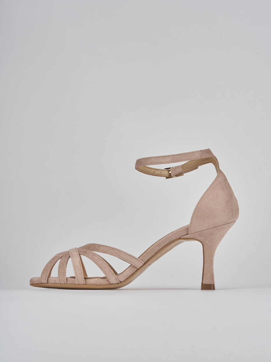 Sandalias de tacón alto tacón 7 cm beis ante