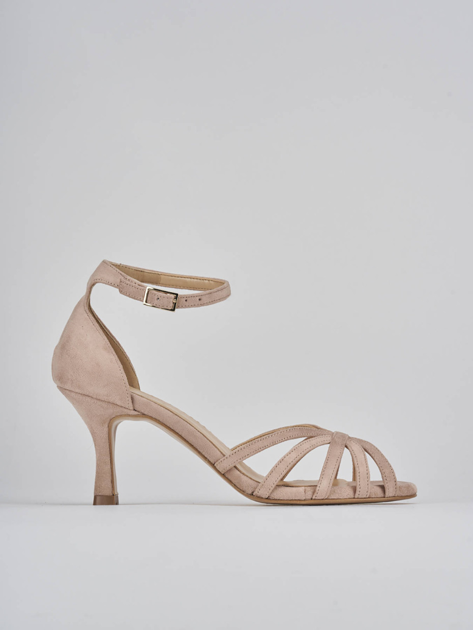 Sandalias de tacón alto tacón 7 cm beis ante