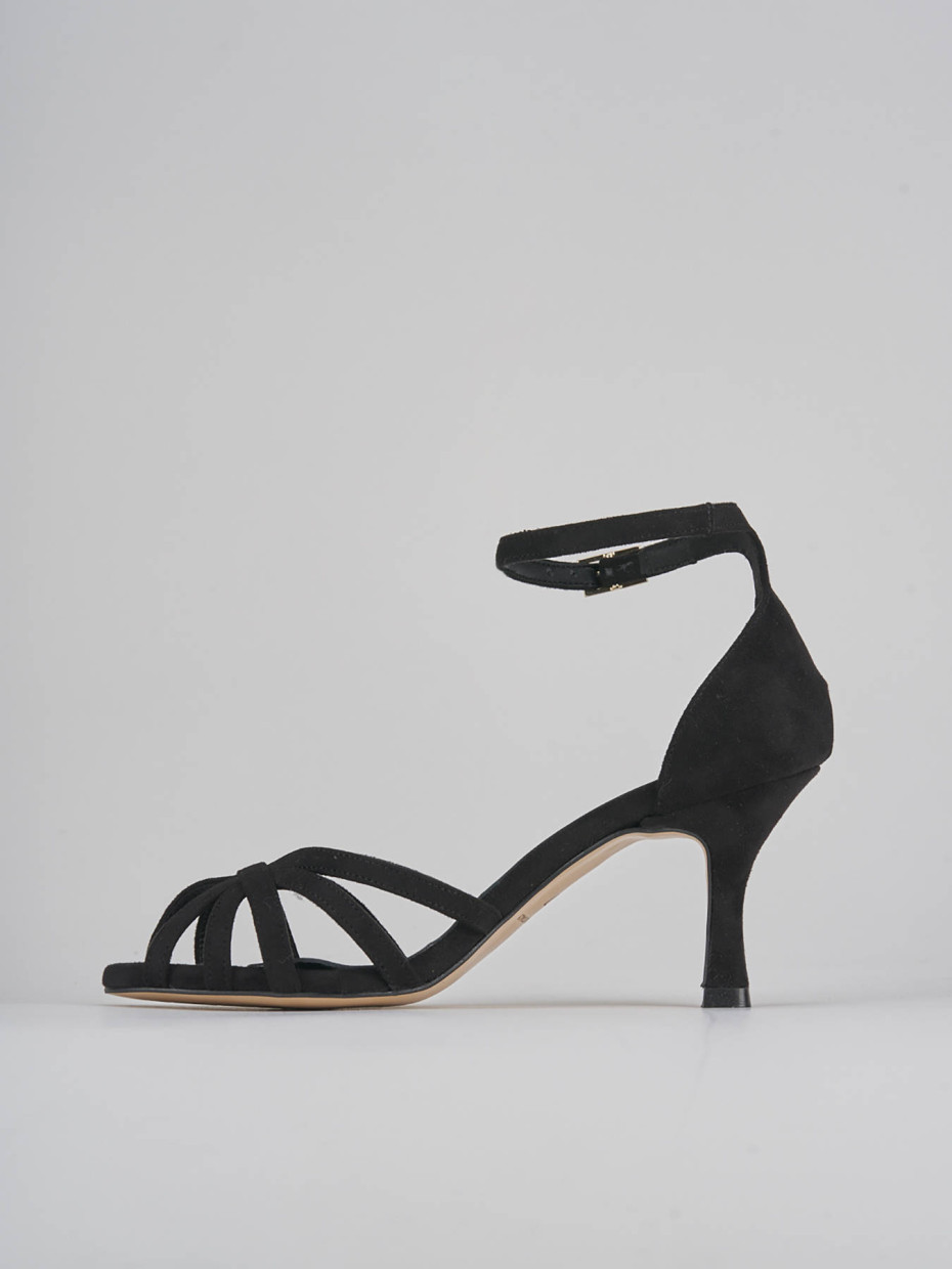 Sandalias de tacón alto tacón 7 cm negro ante