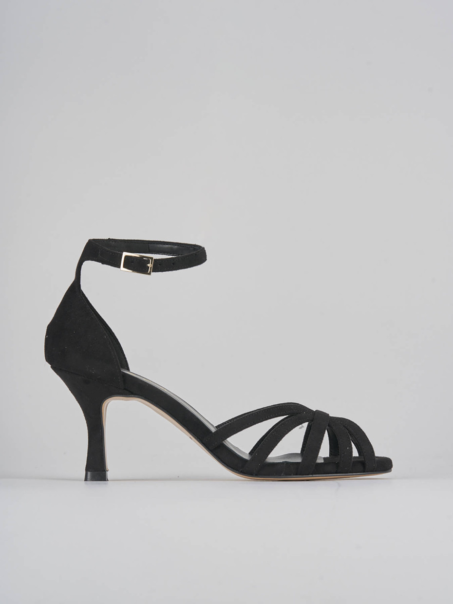 Sandalias de tacón alto tacón 7 cm negro ante