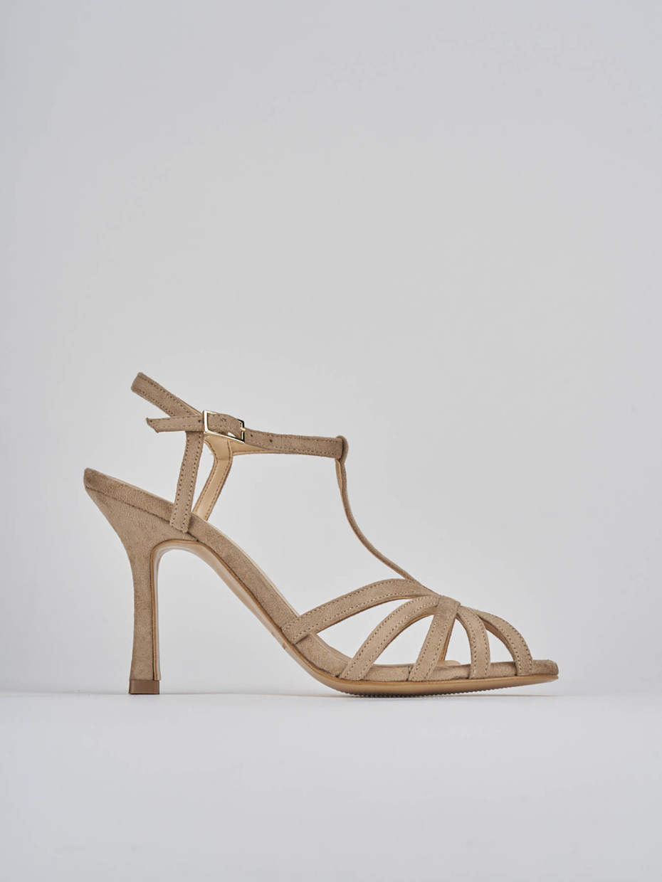 Sandalias de tacón alto tacón 8 cm beis ante