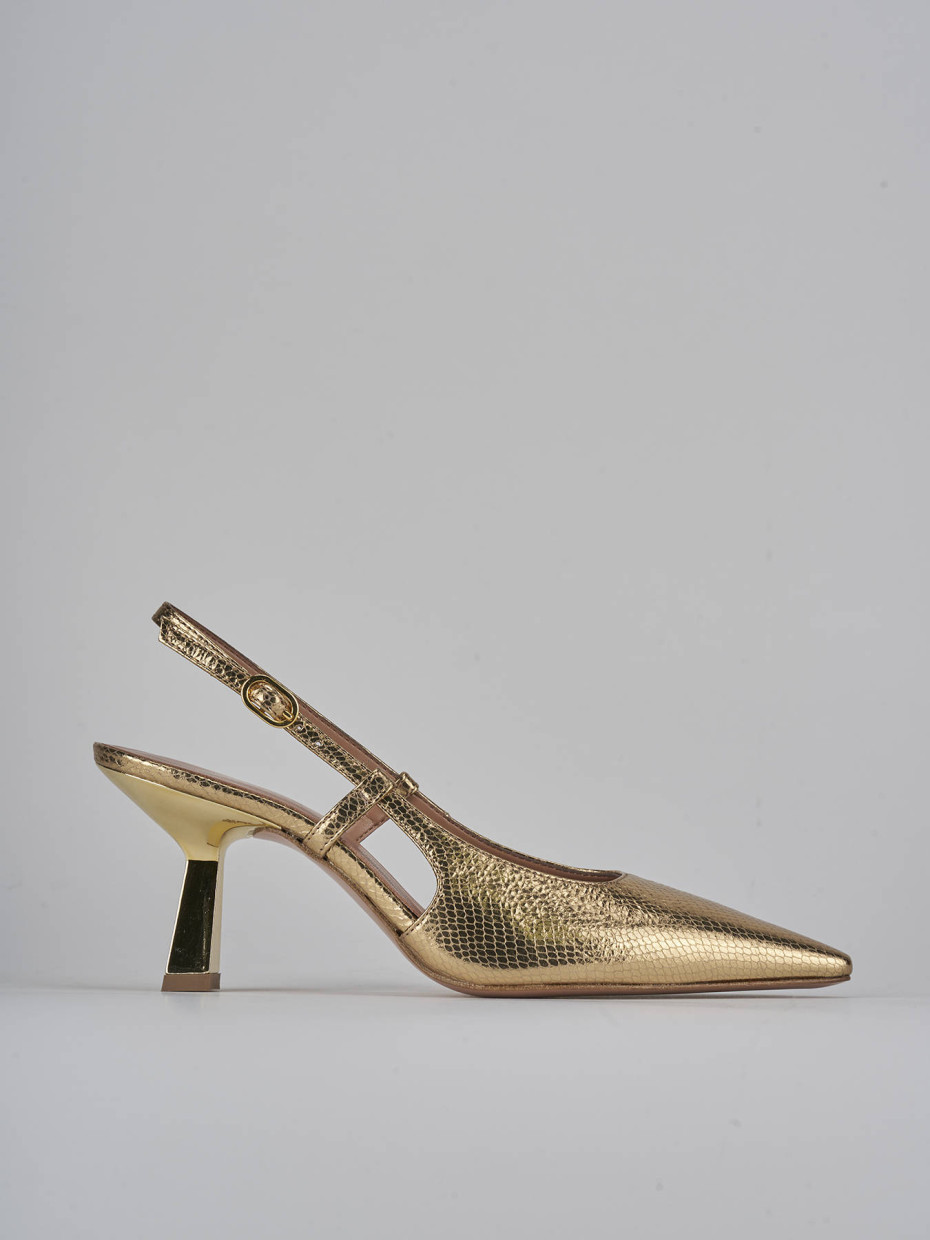 Salones destalonados tacón 8 cm oro cuero