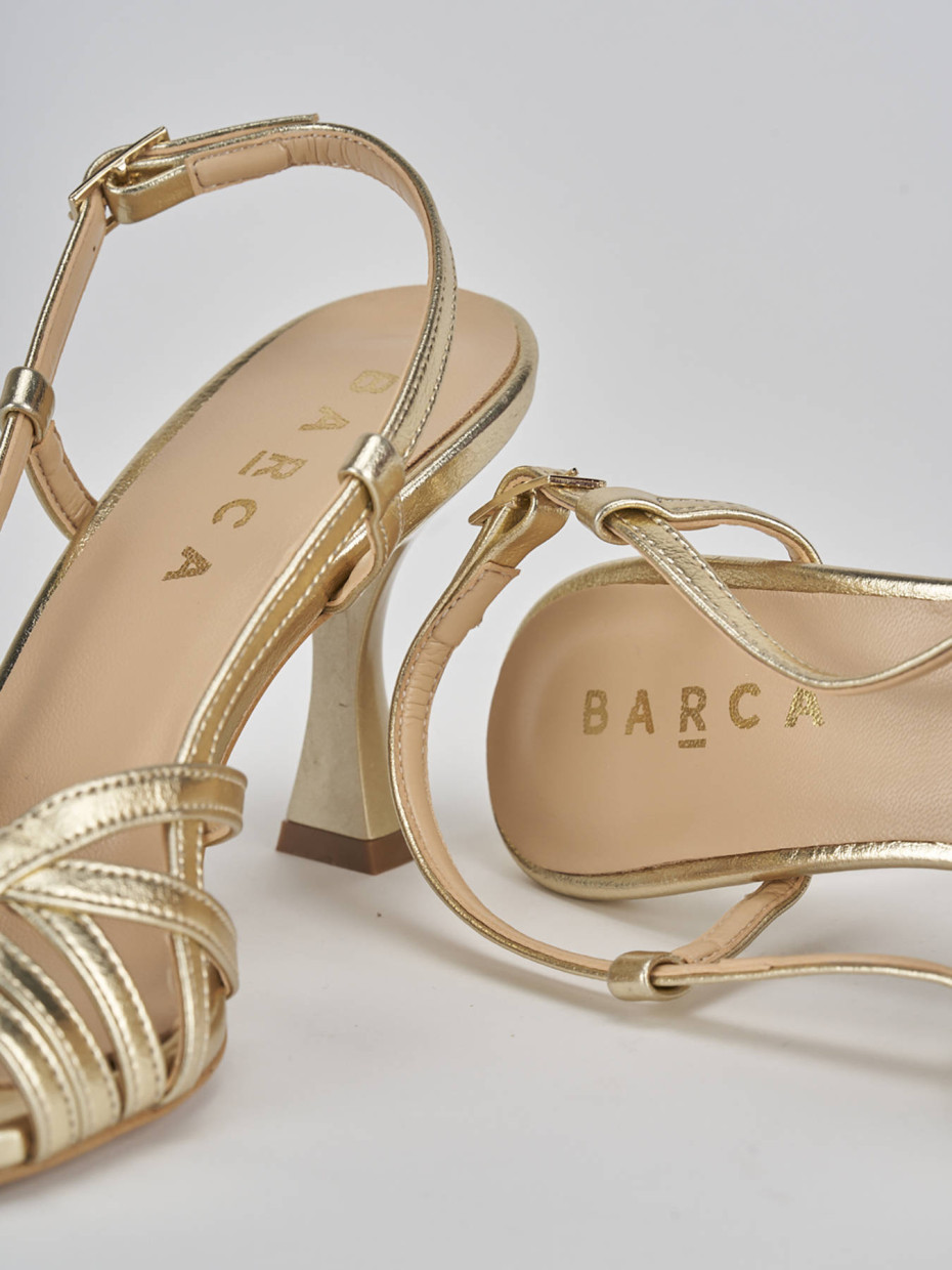 High heel sandals heel 7 cm bronze leather