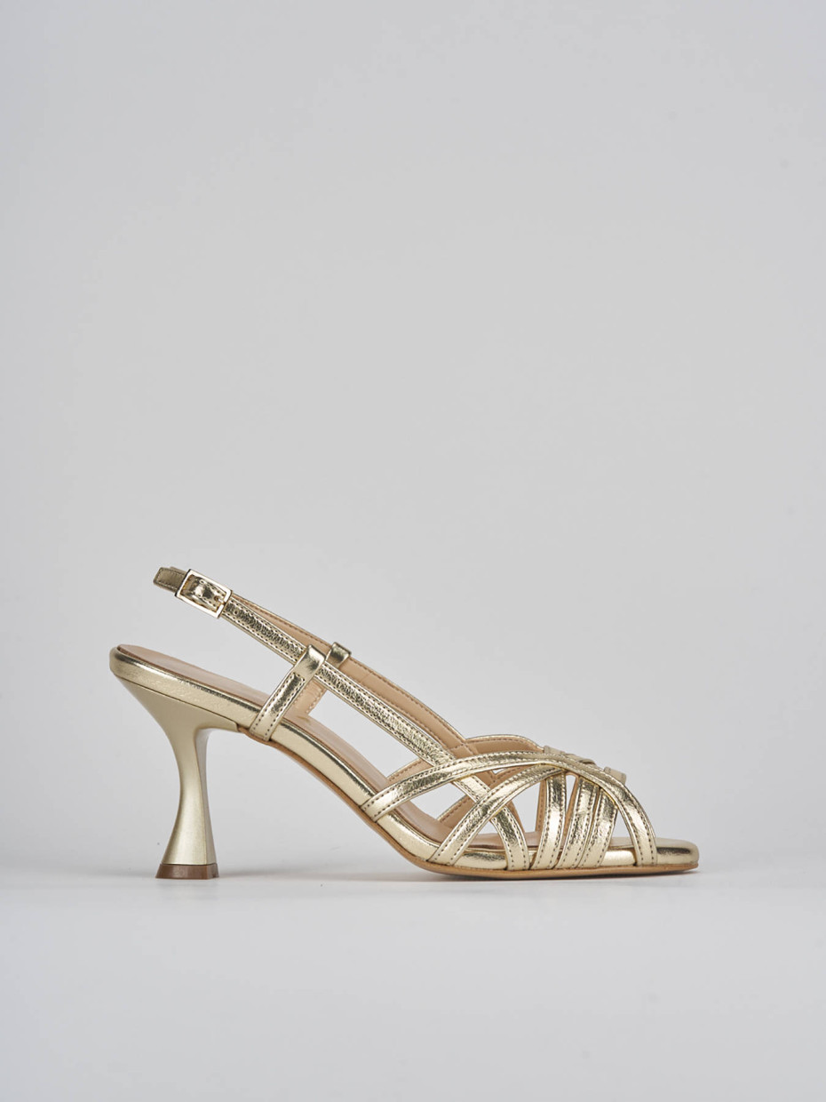 High heel sandals heel 7 cm bronze leather