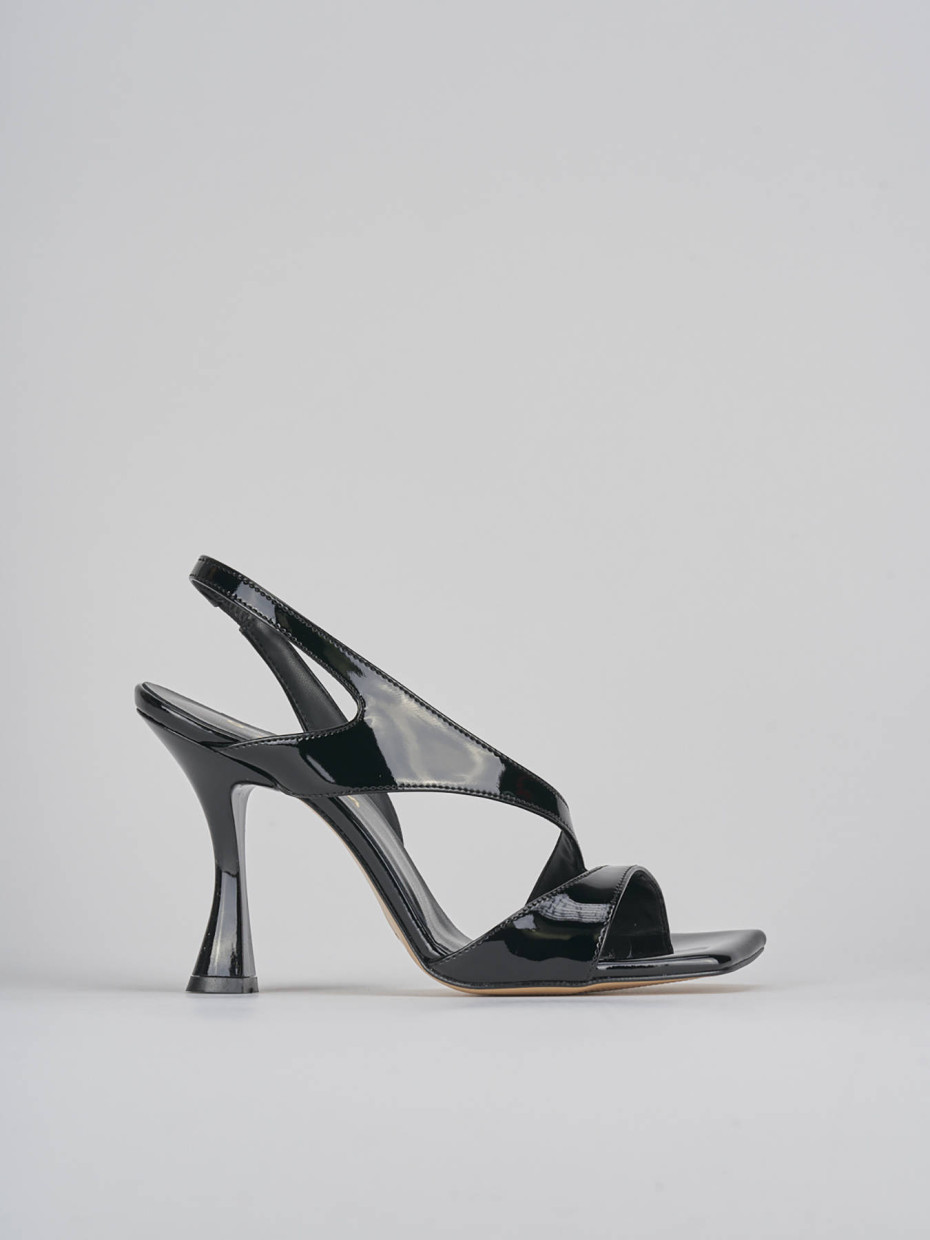 Sandalias de tacón alto tacón 9 cm negro charol