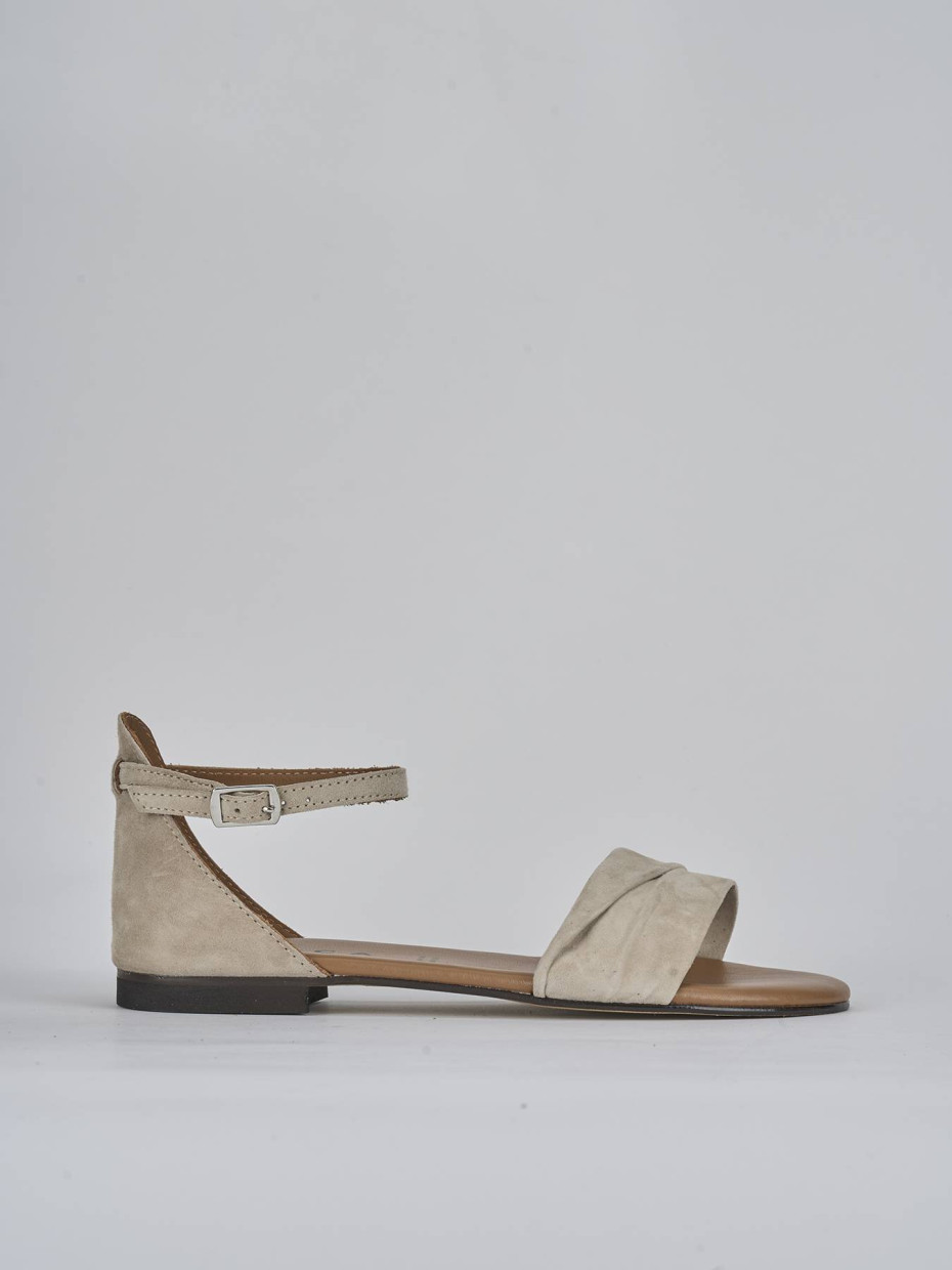 Sandalias de tacón bajo tacón 1 cm beis ante