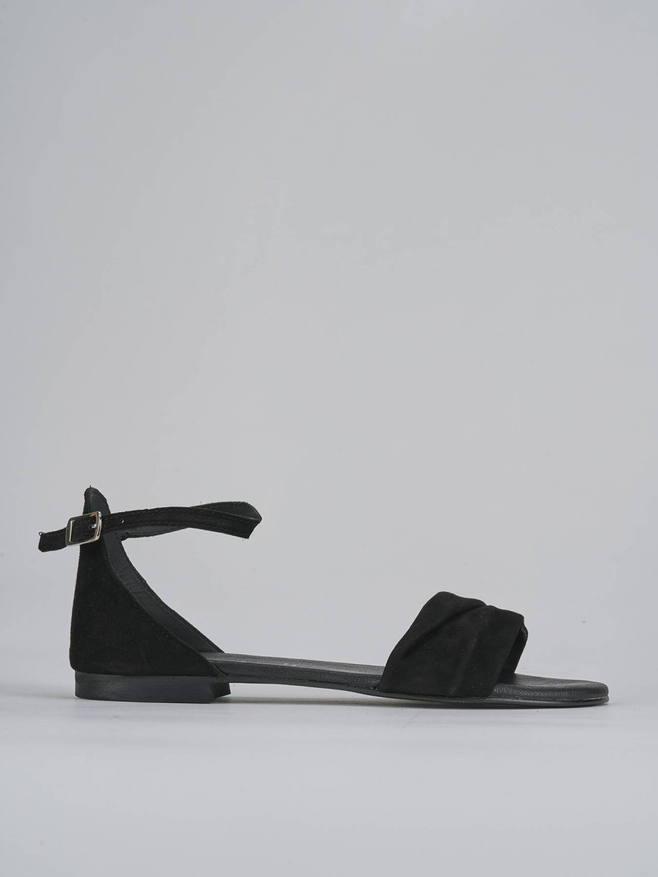 Sandalias de tacón bajo tacón 1 cm negro ante