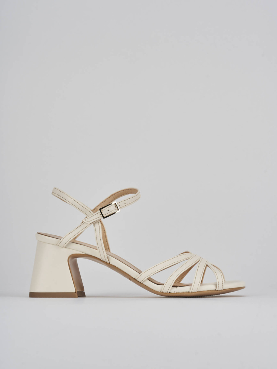 Sandalias de tacón alto tacón 6 cm blanco cuero