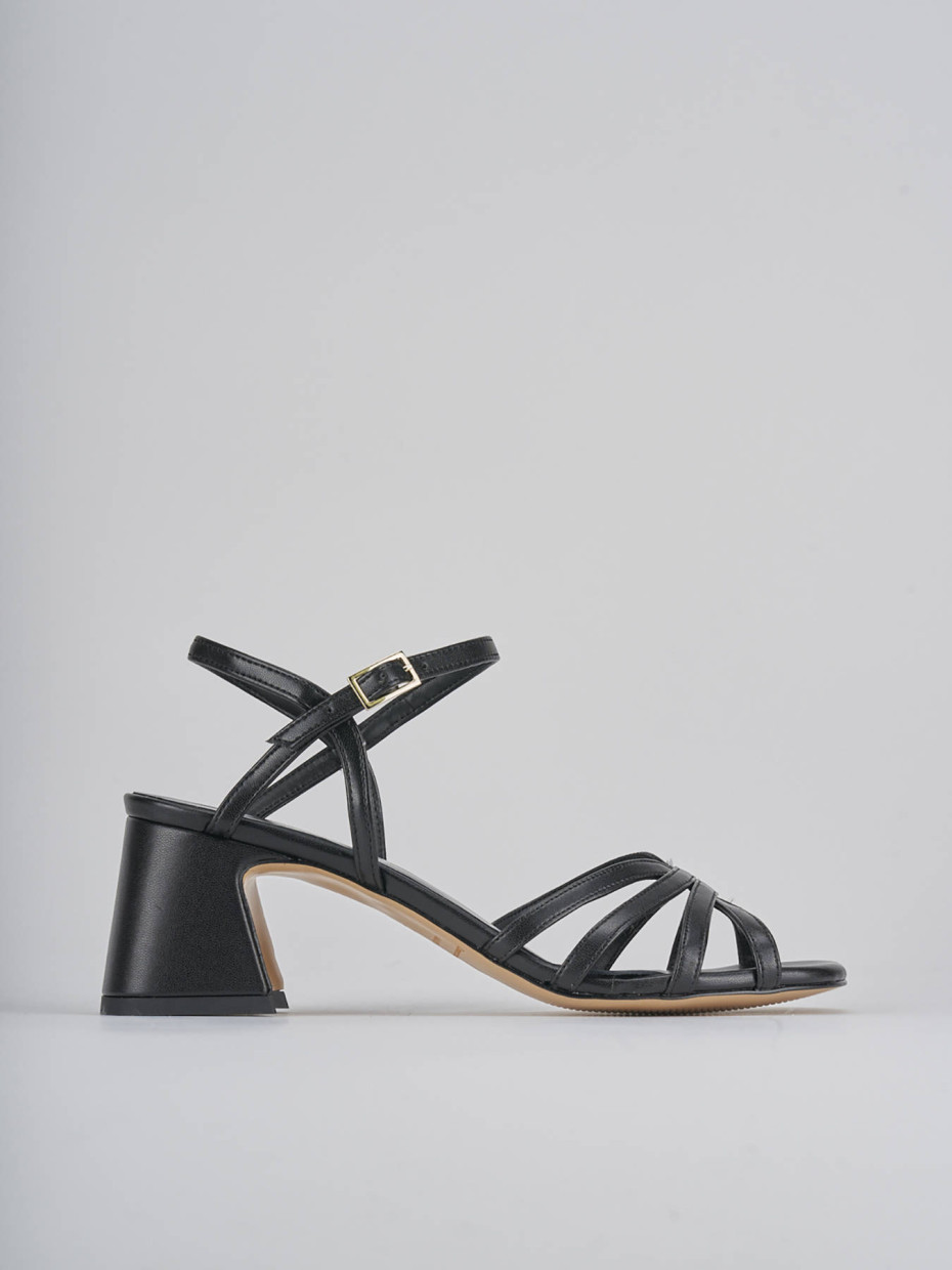 Sandalias de tacón alto tacón 6 cm negro cuero