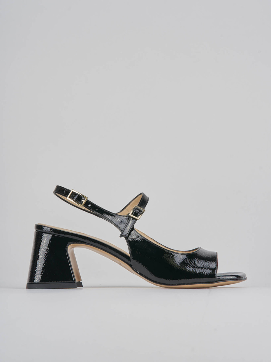 Sandalias de tacón alto tacón 6 cm negro charol