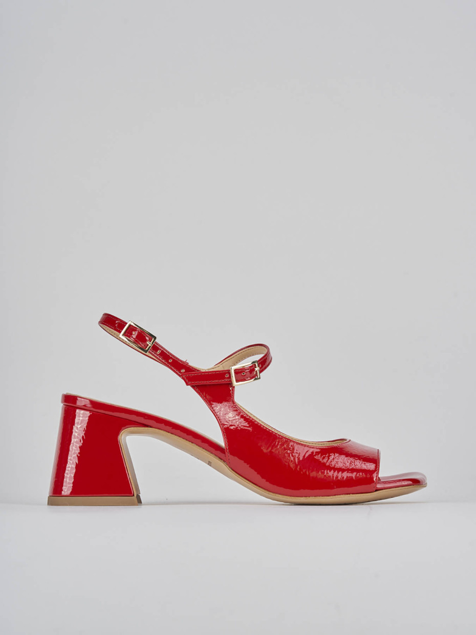 Sandalias de tacón alto tacón 6 cm rojo charol