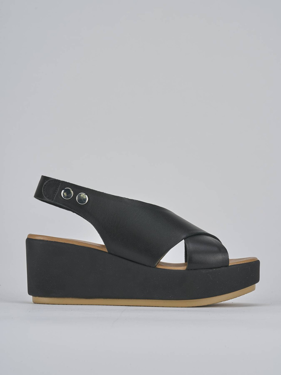 Wedge heels heel 6 cm black leather