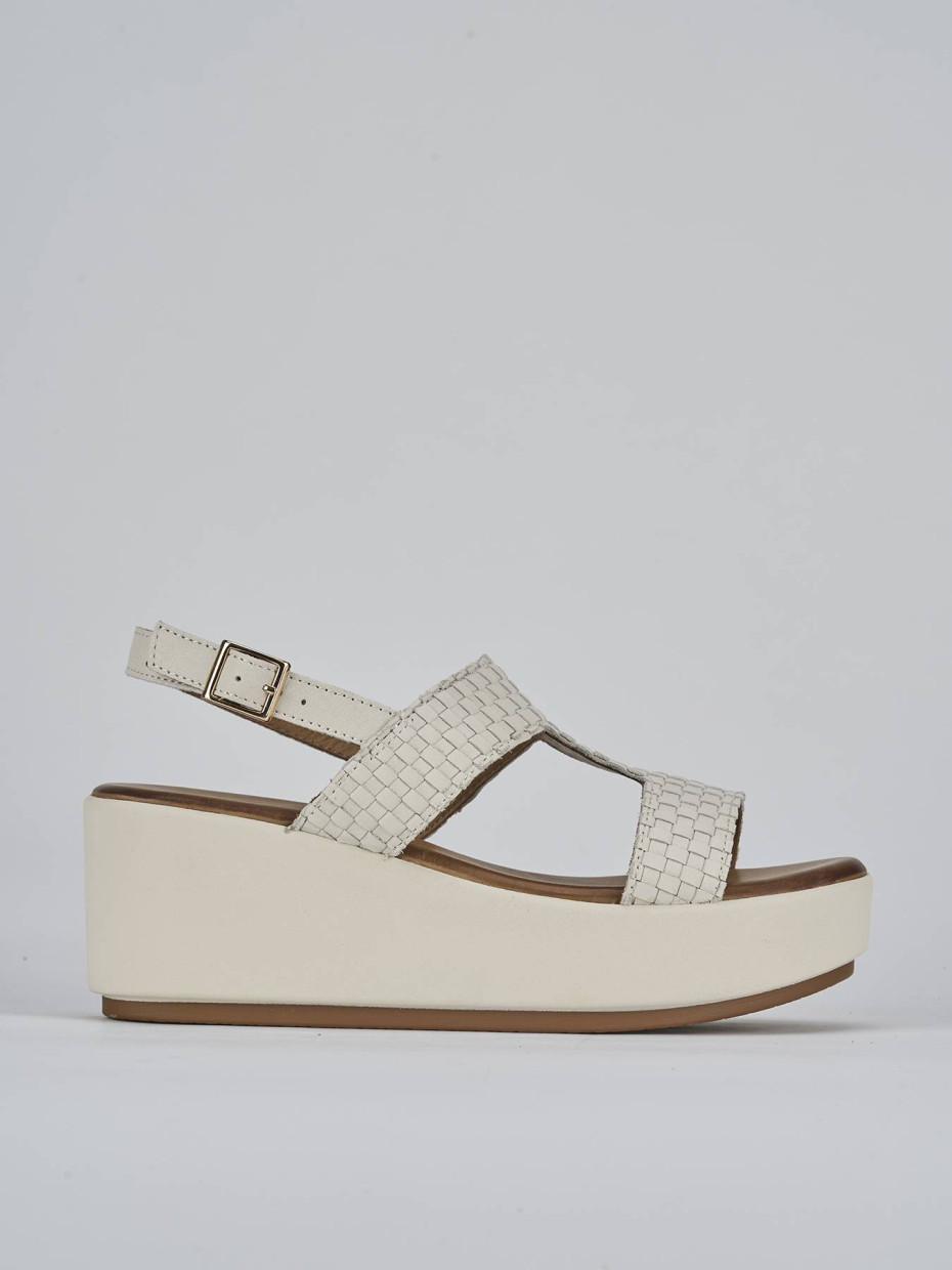 Wedge heels heel 6 cm white leather