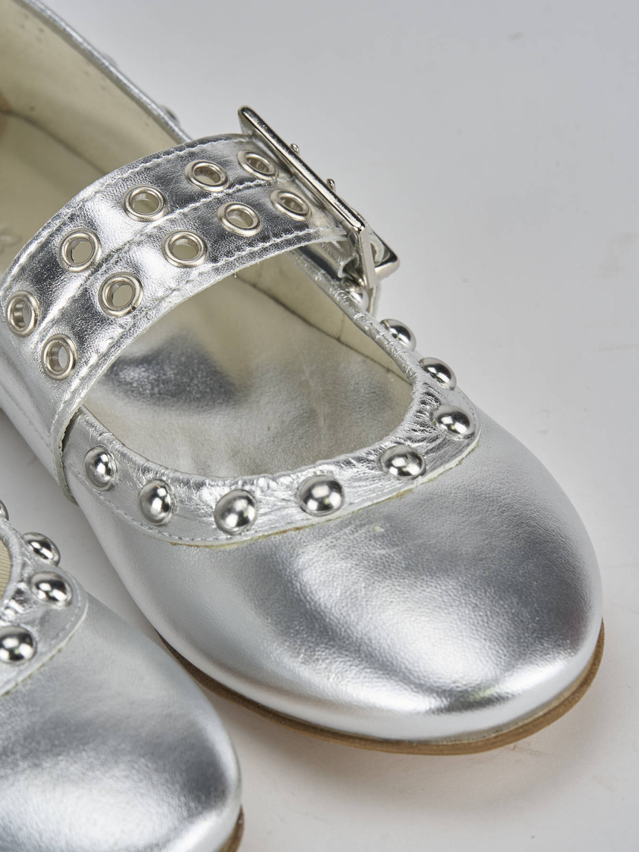 Bailarinas tacón 1 cm plata cuero