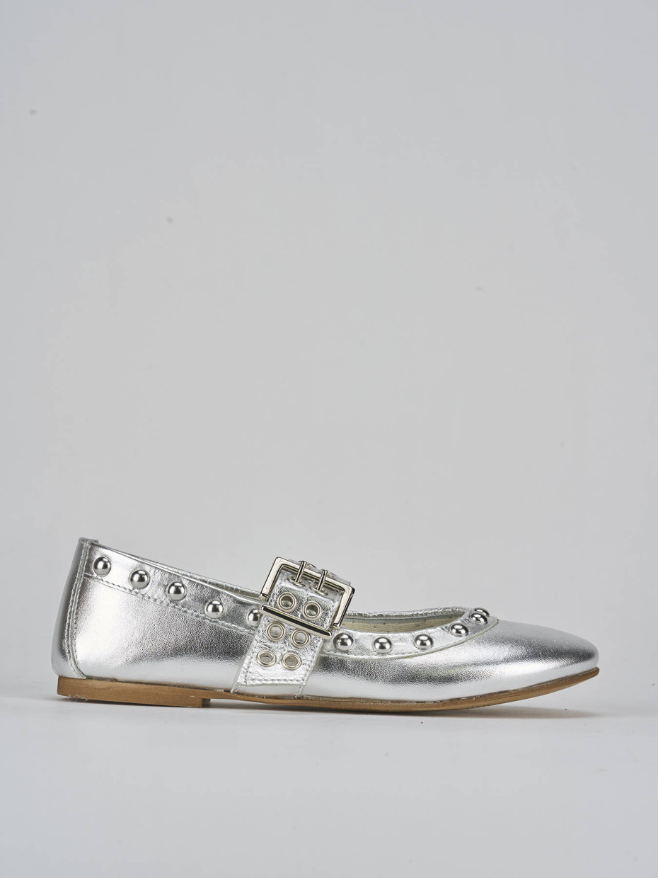 Bailarinas tacón 1 cm plata cuero