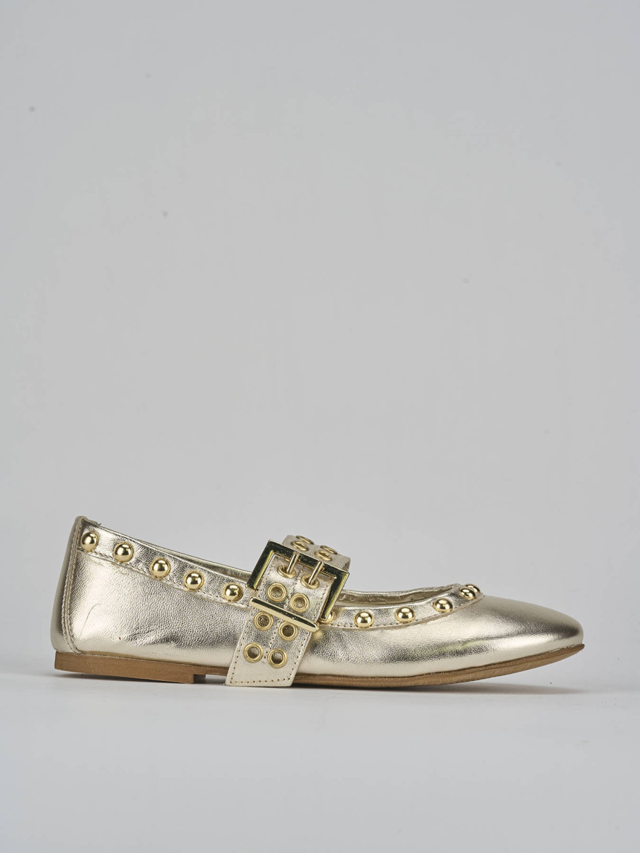 Bailarinas tacón 1 cm oro cuero