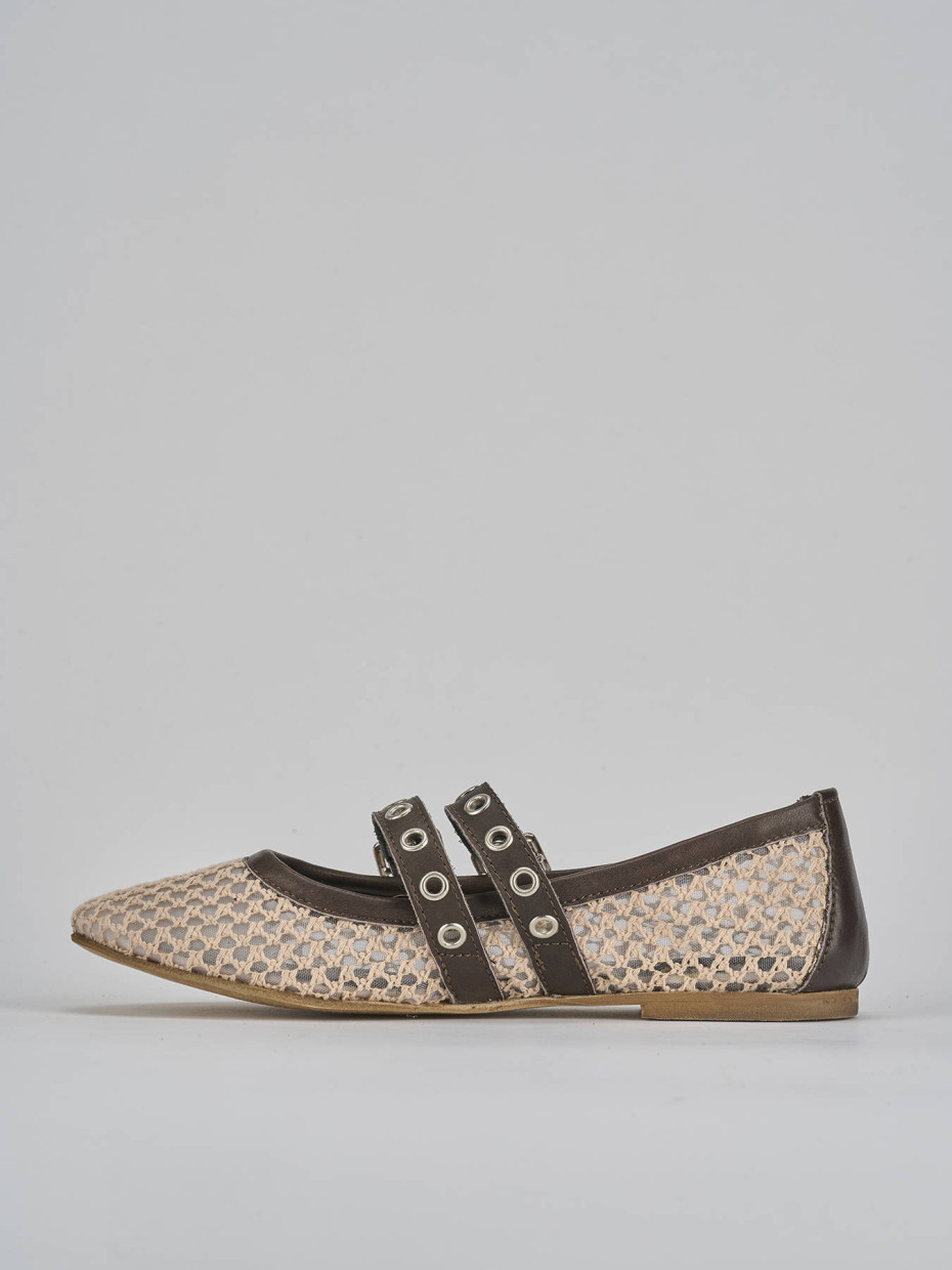 Bailarinas tacón 1 cm beis cuero