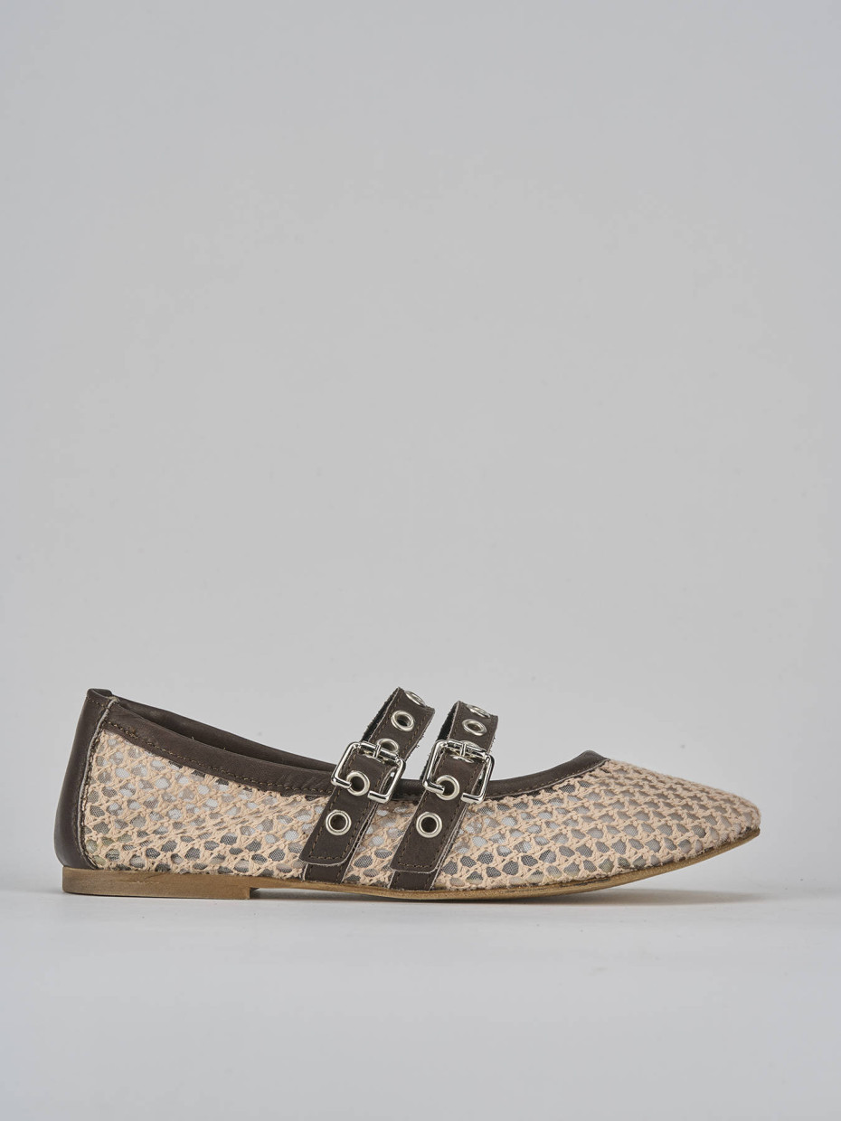 Bailarinas tacón 1 cm beis cuero