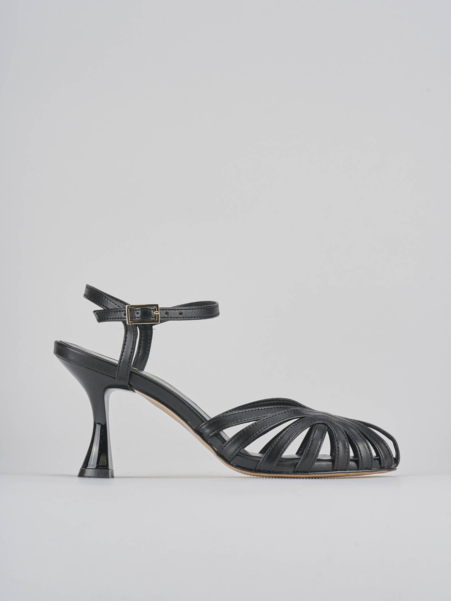 Sandalias de tacón alto tacón 6 cm negro cuero