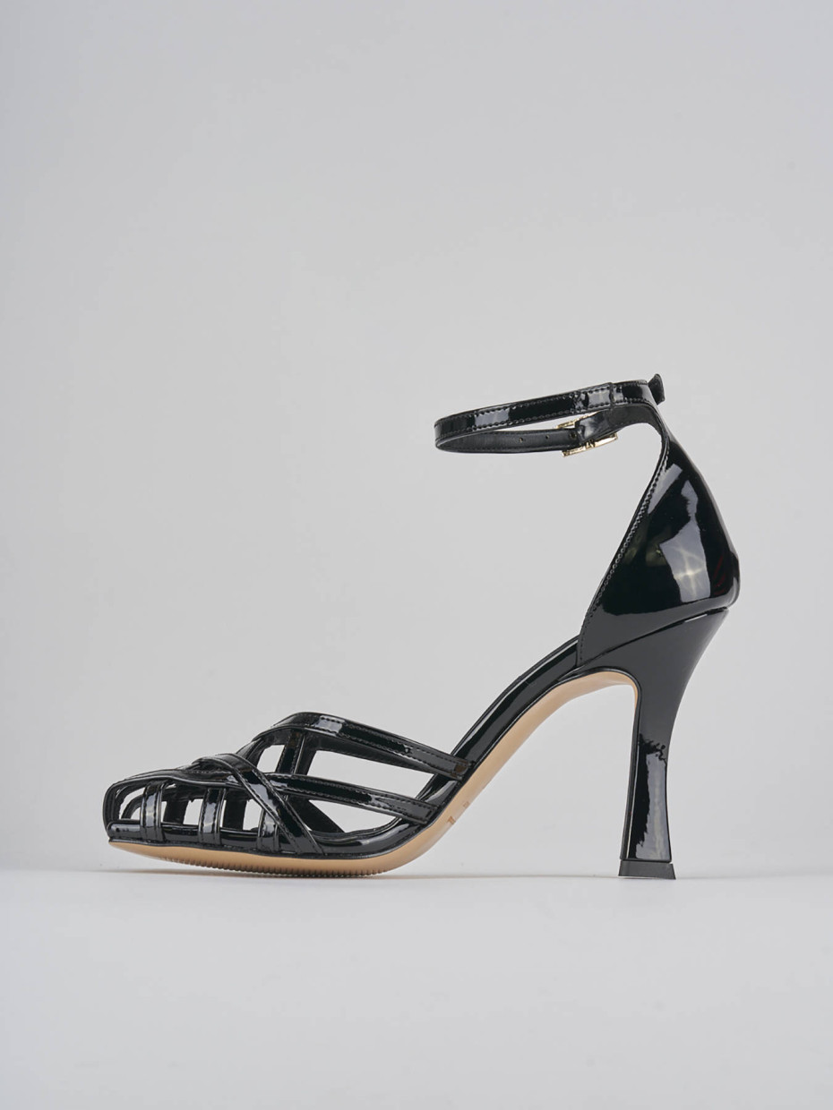 Sandalias de tacón alto tacón 9 cm negro charol