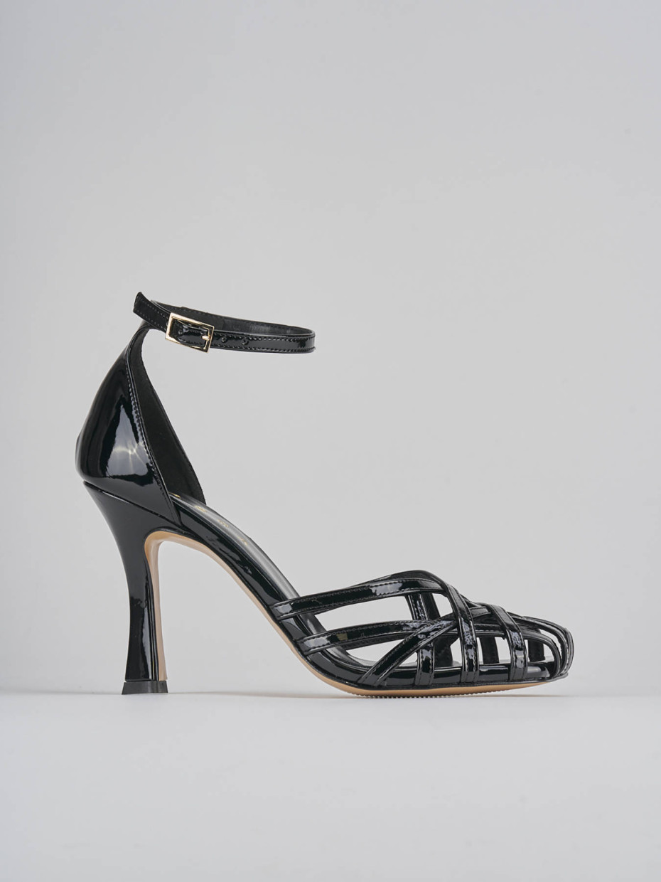 Sandalias de tacón alto tacón 9 cm negro charol