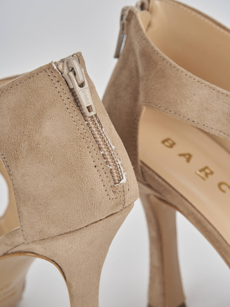 Sandalias de tacón alto tacón 9 cm beis ante