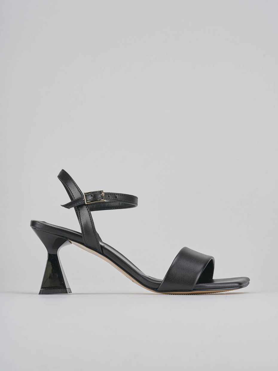 Sandalias de tacón alto tacón 7 cm negro cuero