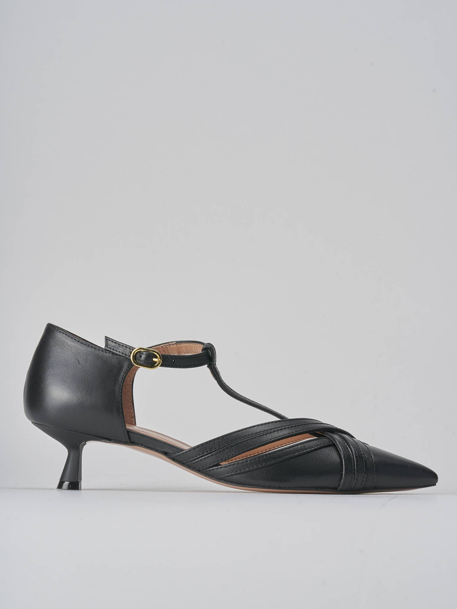 Zapatos de salón tacón 5 cm negro cuero