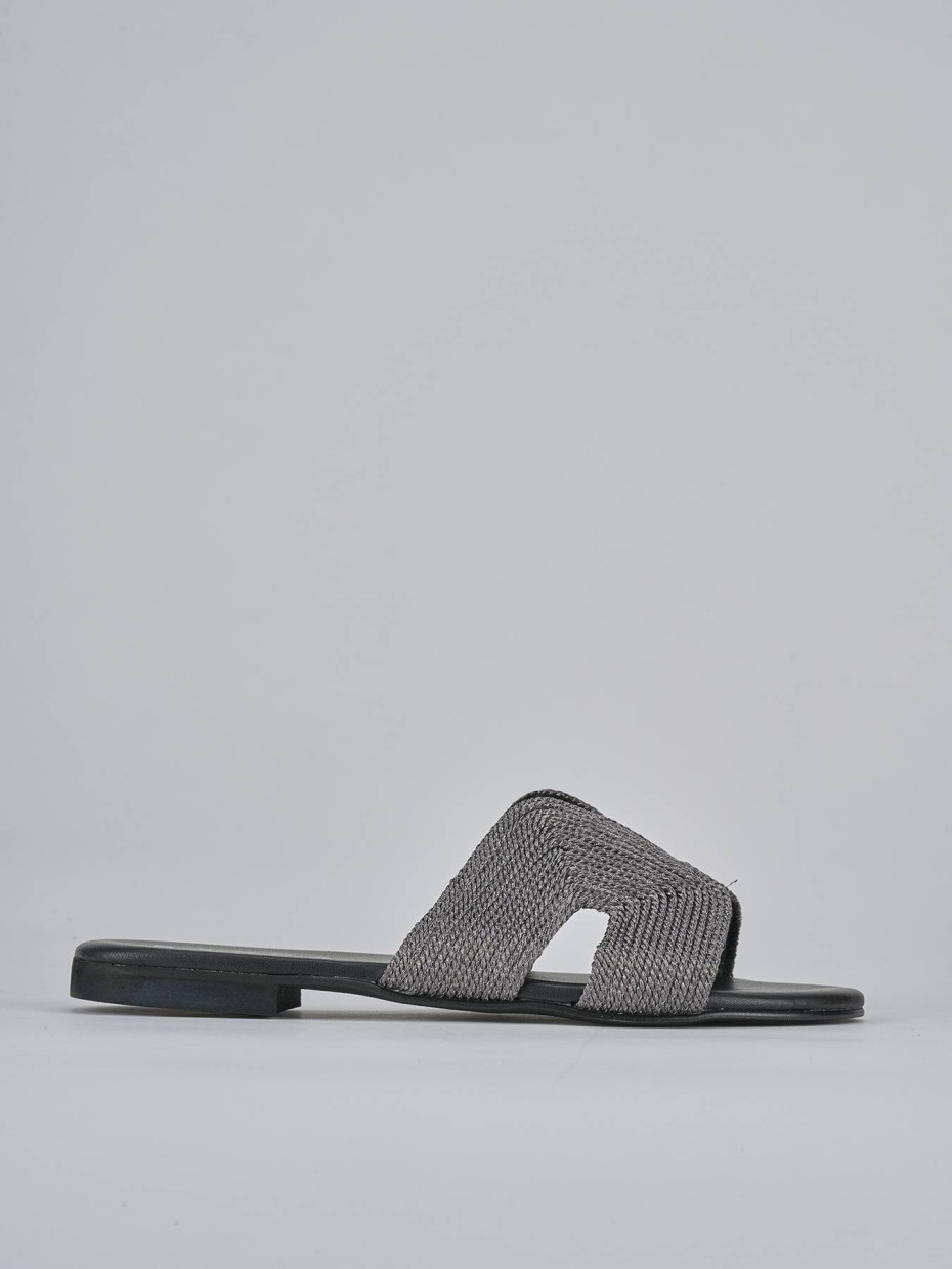 Mules tacón 1 cm gris cuero