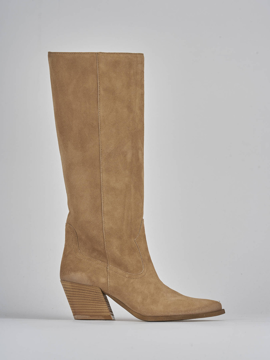 High heel boots heel 7 cm brown suede