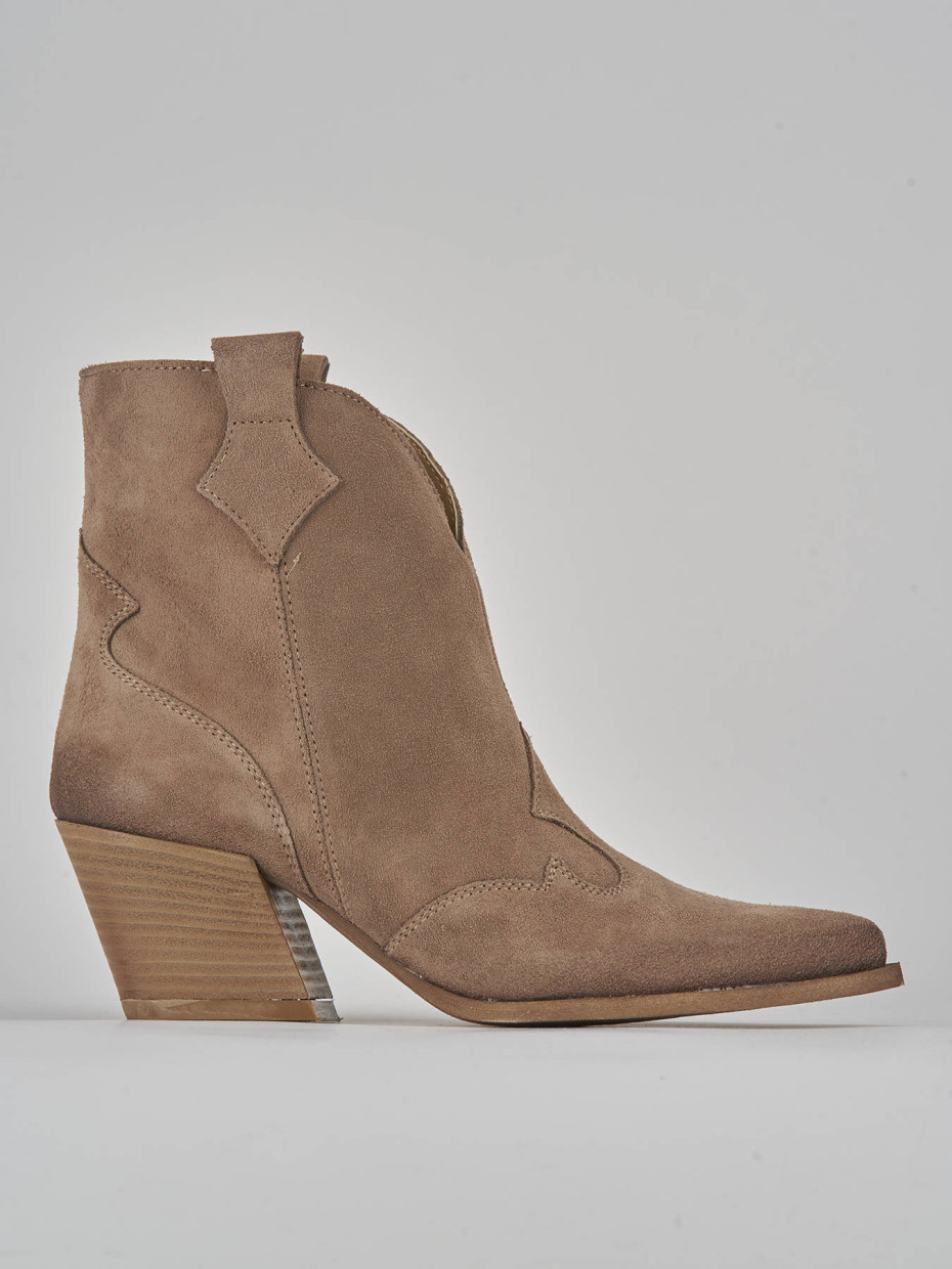 Botines de tacón alto tacón 8 cm beis ante