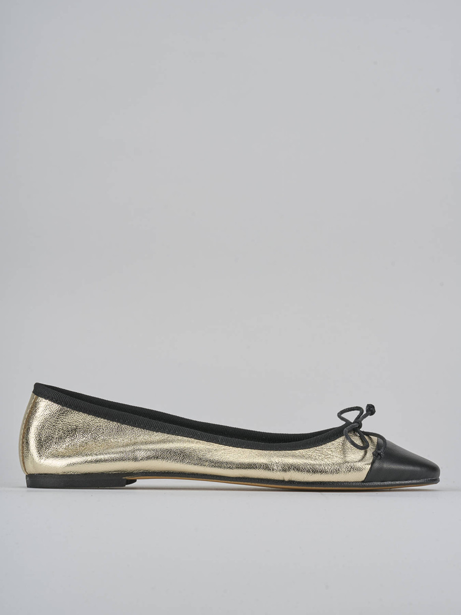 Bailarinas tacón 1 cm oro cuero