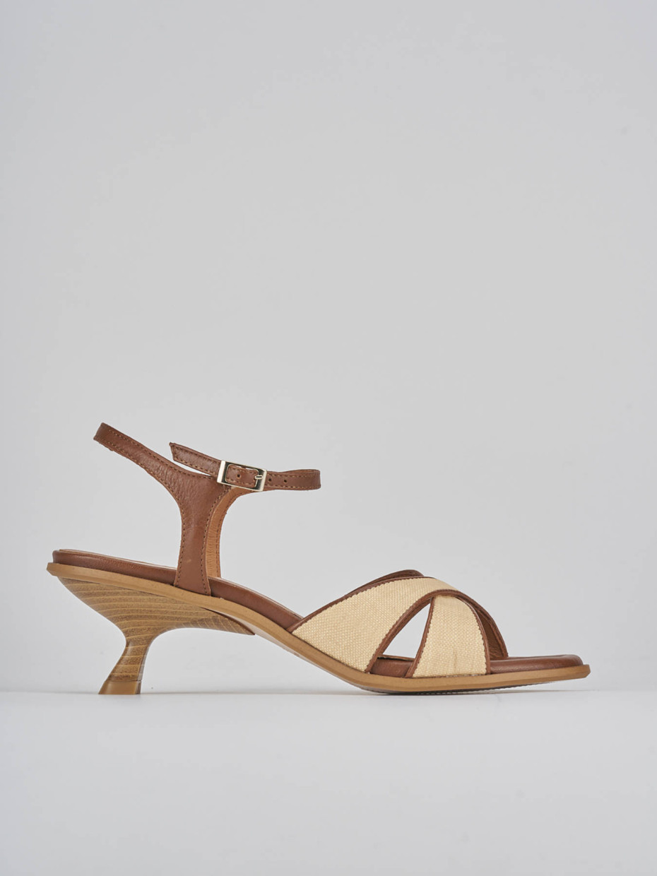 Sandalias de tacón alto tacón 6 cm marrón cuero