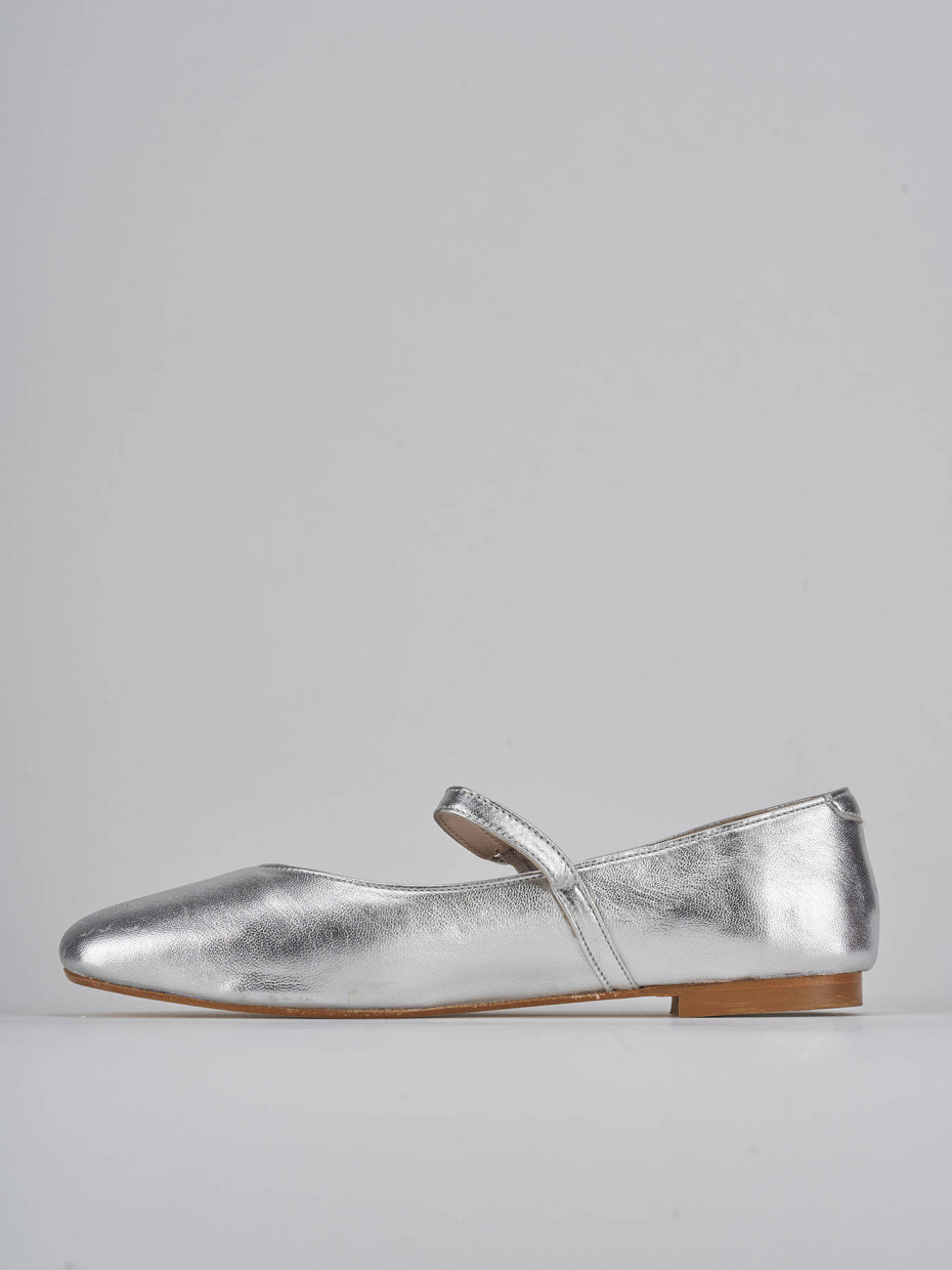 Bailarinas tacón 1 cm plata laminado