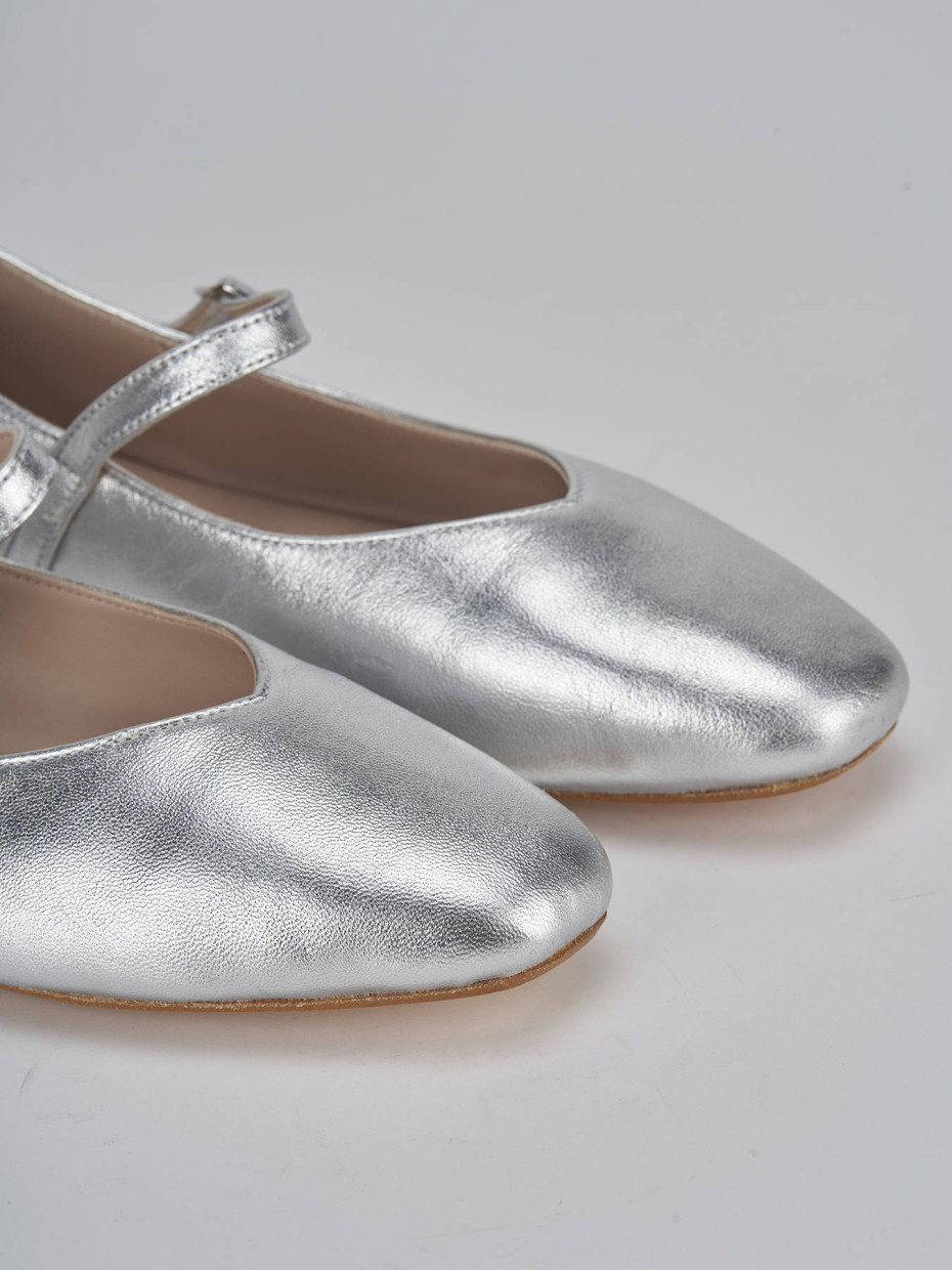 Bailarinas tacón 1 cm plata laminado
