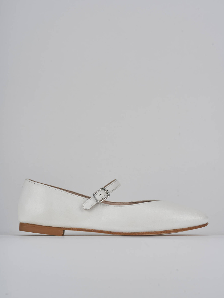 Bailarinas tacón 1 cm blanco cuero