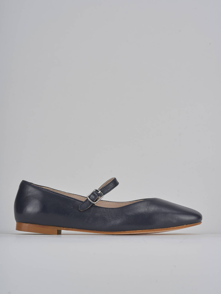 Bailarinas tacón 1 cm azul cuero