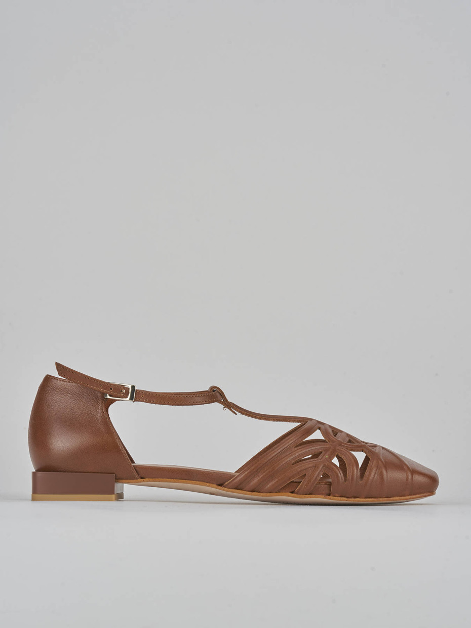 Bailarinas tacón 1 cm marrón cuero