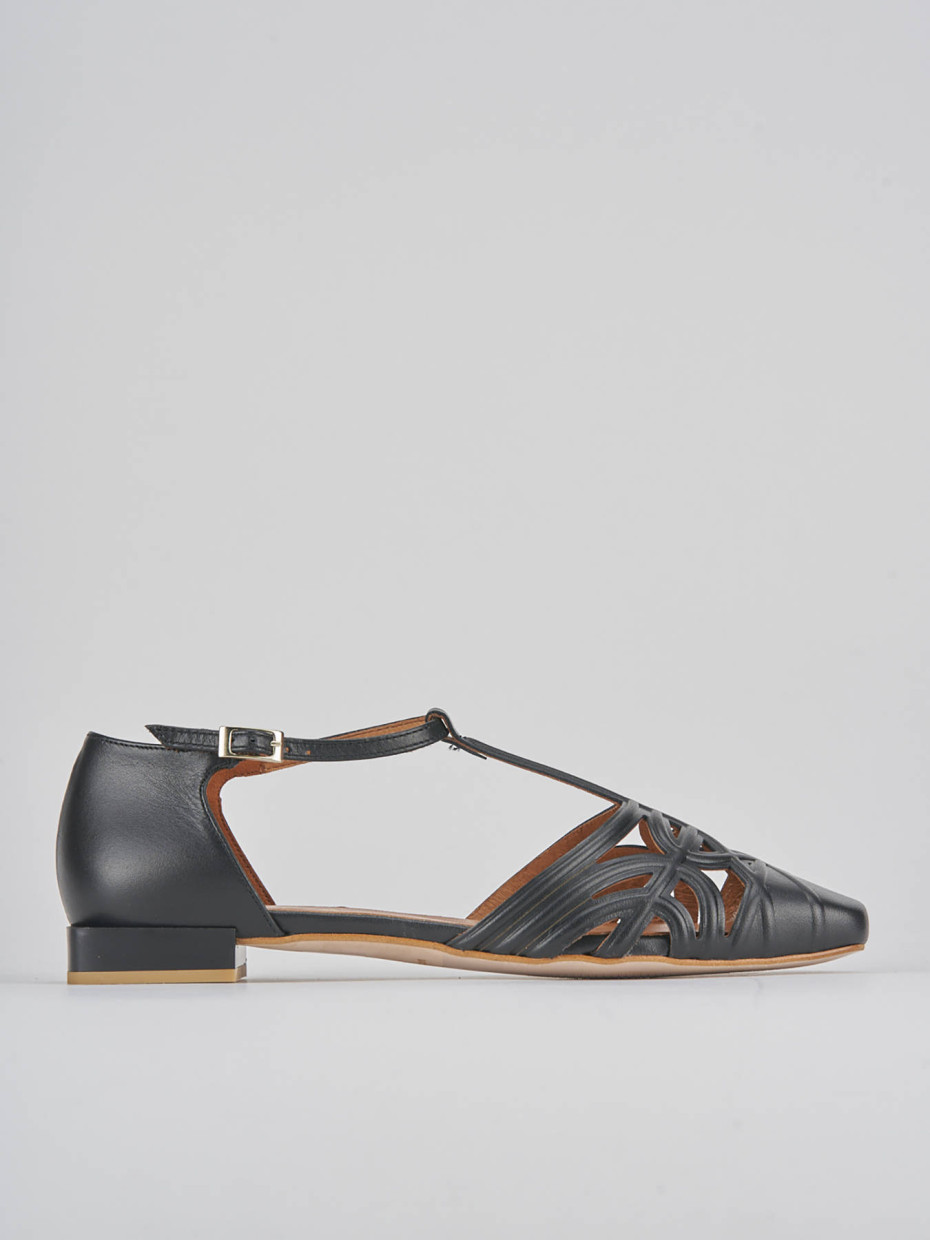 Bailarinas tacón 1 cm negro cuero