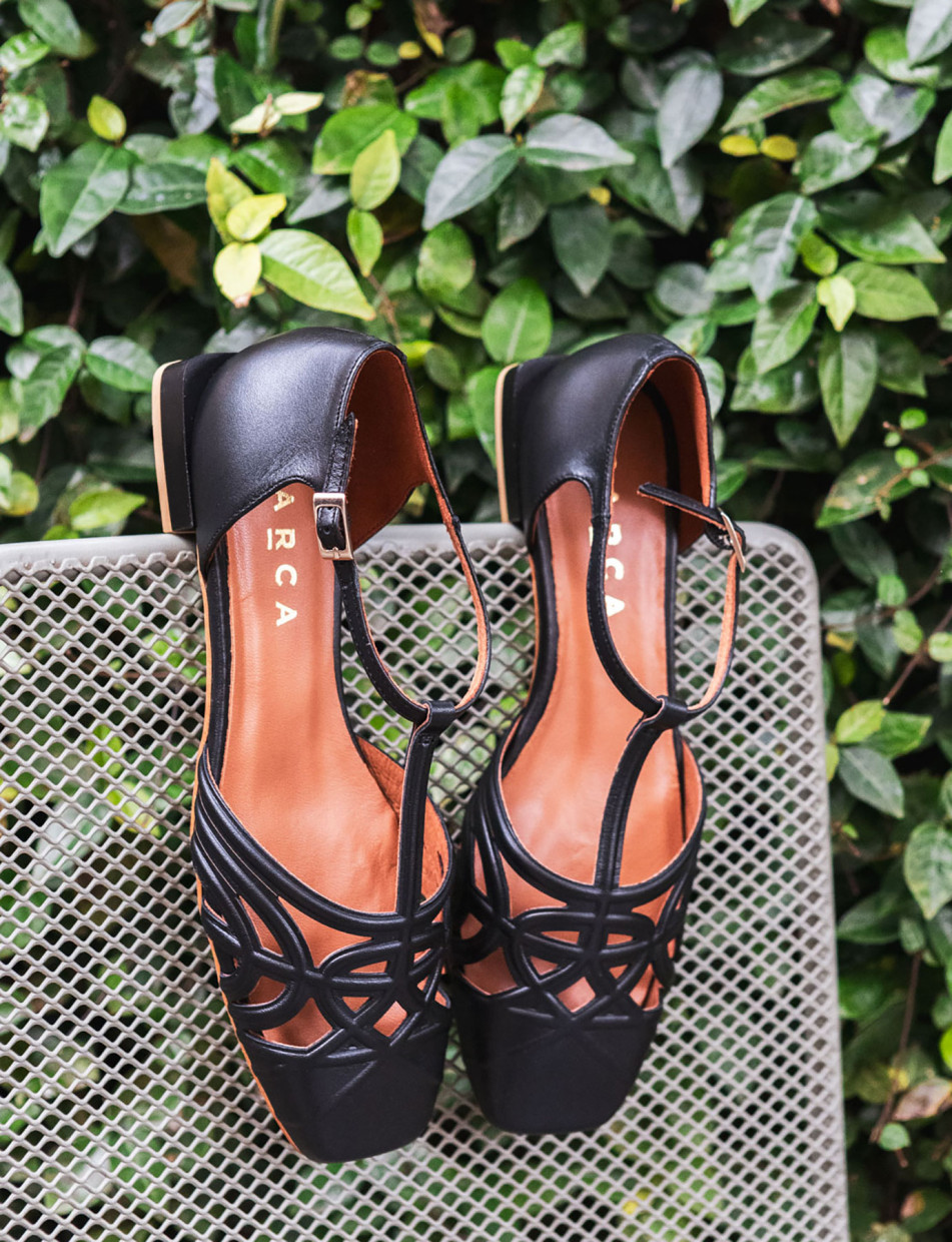 Bailarinas tacón 1 cm negro cuero