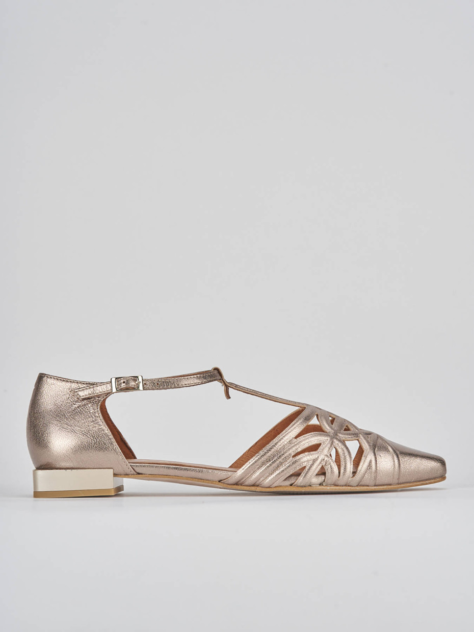 Bailarinas tacón 1 cm bronce cuero